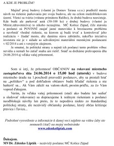 Obèania, zabráòme spoloène potencionálnemu parkovaciemu kolapsu